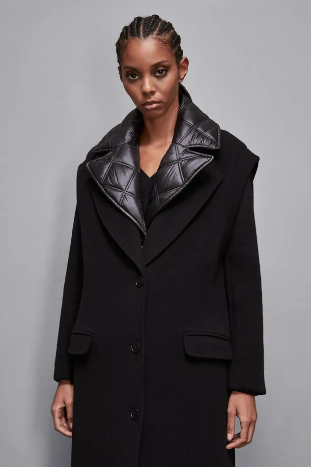 Patrizia Pepe Outerwear Long Woolen Cloth Coat Black 8211 Women