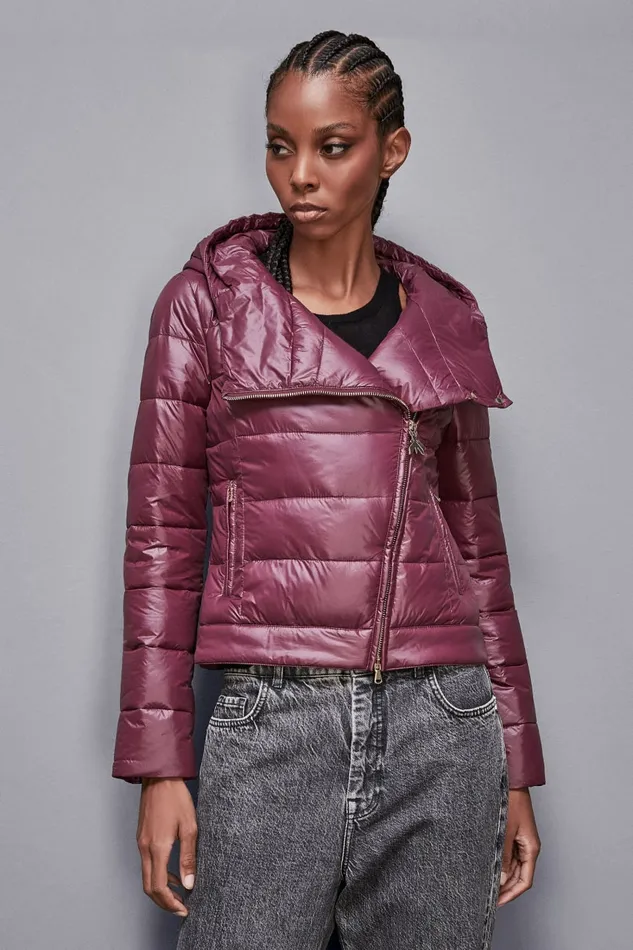 Patrizia Pepe Outerwear Nylon Down Proof Hooded Down Jacket Red 8211 Women