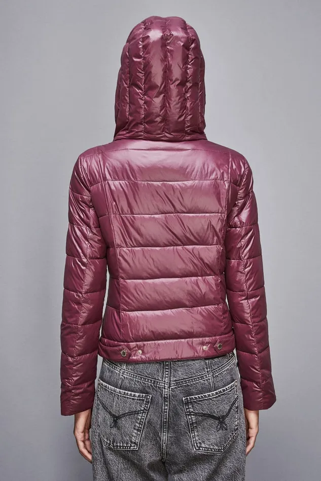 Patrizia Pepe Outerwear Nylon Down Proof Hooded Down Jacket Red 8211 Women