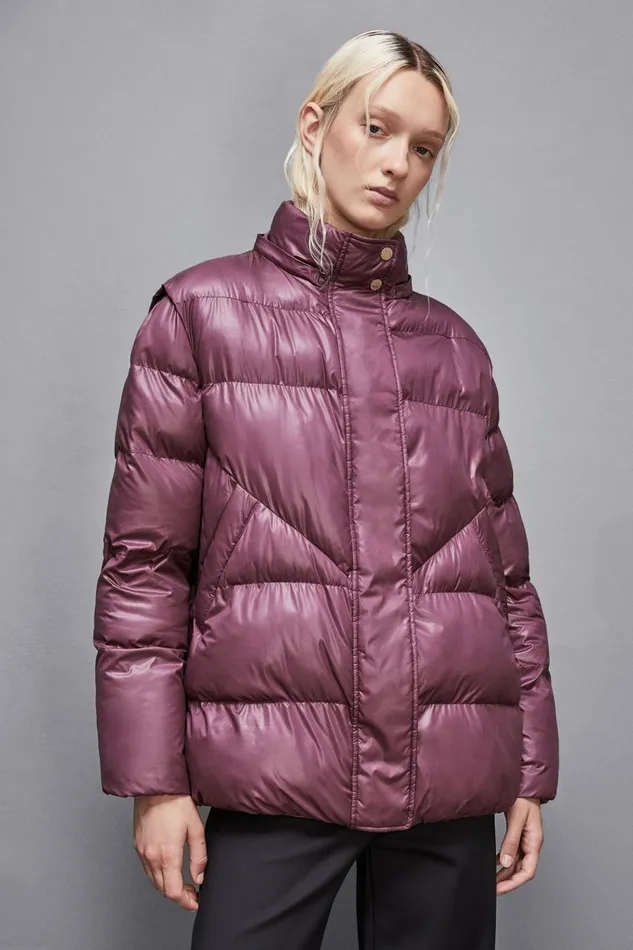 Patrizia Pepe Outerwear Shiny Nylon Over Down Jacket Red 8211 Women