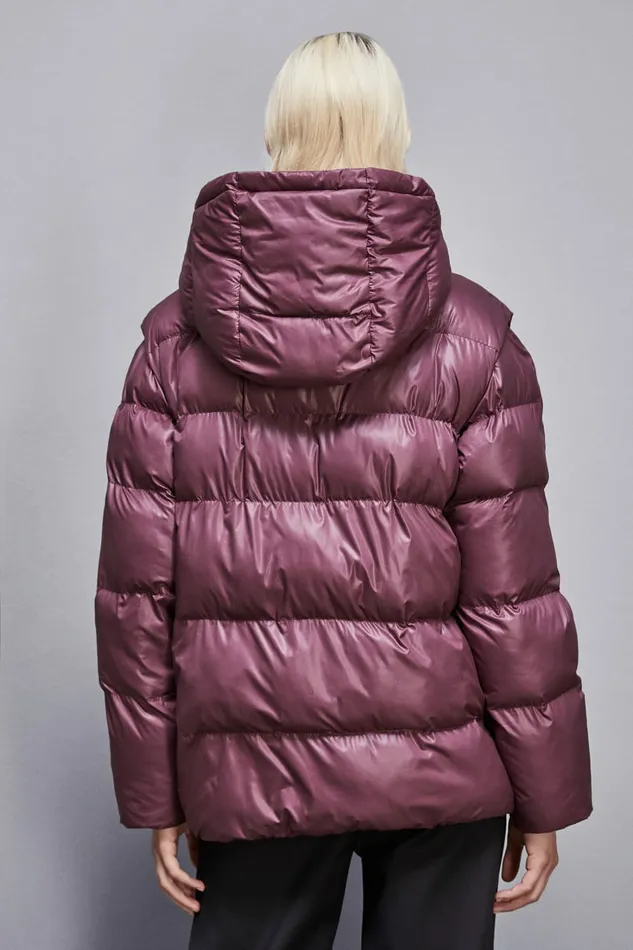 Patrizia Pepe Outerwear Shiny Nylon Over Down Jacket Red 8211 Women
