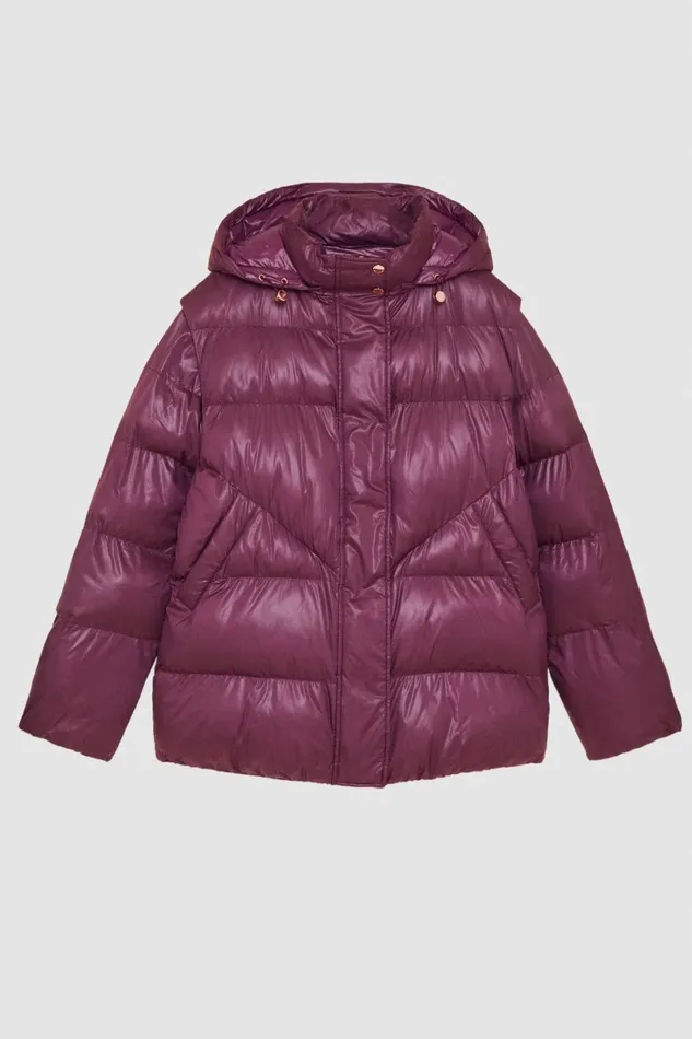 Patrizia Pepe Outerwear Shiny Nylon Over Down Jacket Red 8211 Women