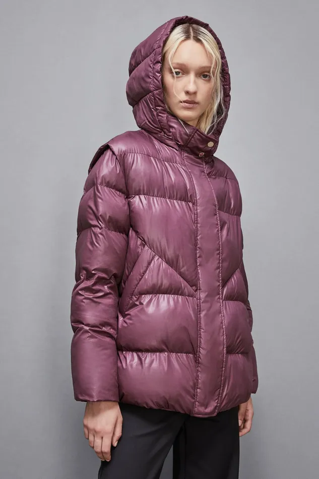 Patrizia Pepe Outerwear Shiny Nylon Over Down Jacket Red 8211 Women