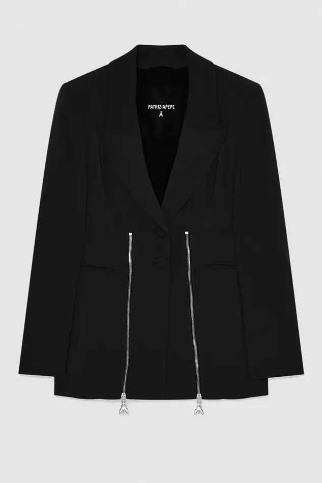 Patrizia Pepe Outerwear Zippered TwoButton Jacket Black 8211 Women