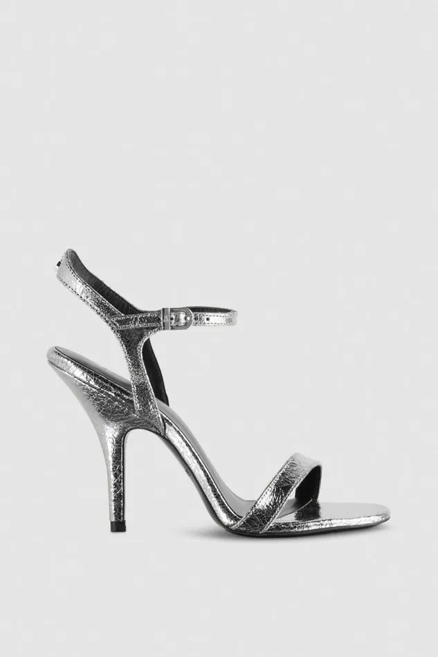 Patrizia Pepe Sandals Heeled Leather Sandals Silver 8211 Women