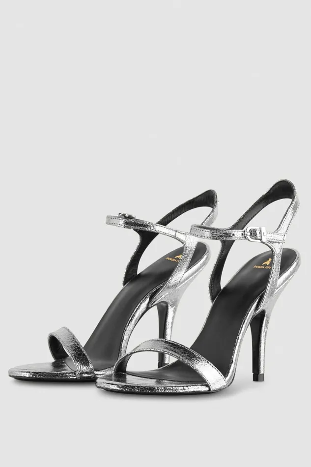 Patrizia Pepe Sandals Heeled Leather Sandals Silver 8211 Women