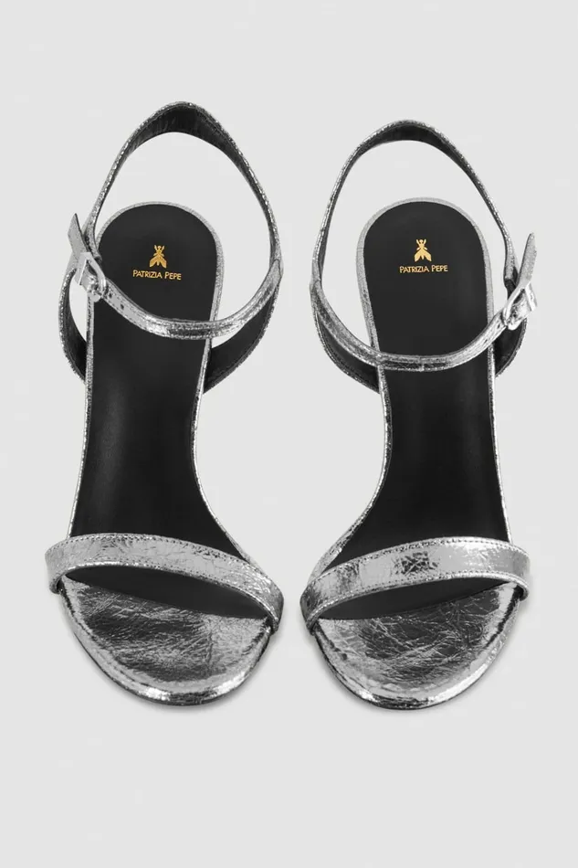 Patrizia Pepe Sandals Heeled Leather Sandals Silver 8211 Women