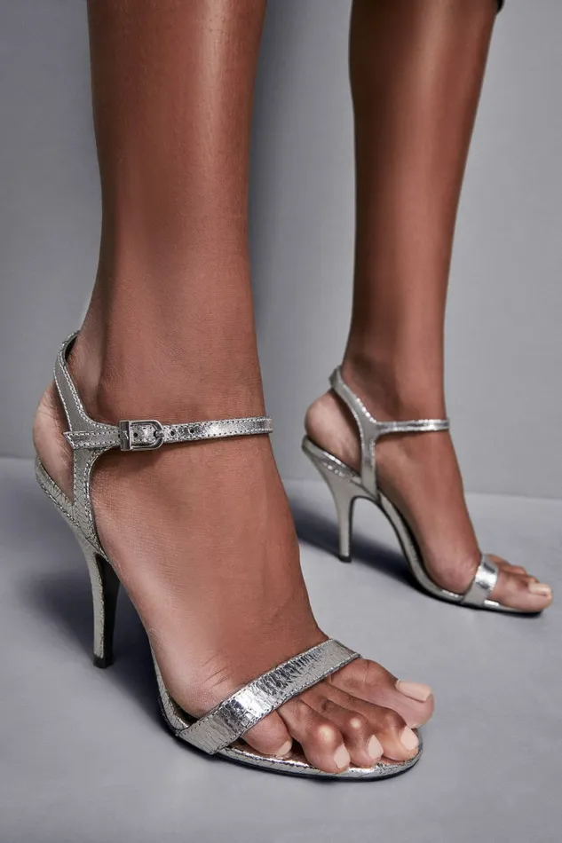 Patrizia Pepe Sandals Heeled Leather Sandals Silver 8211 Women