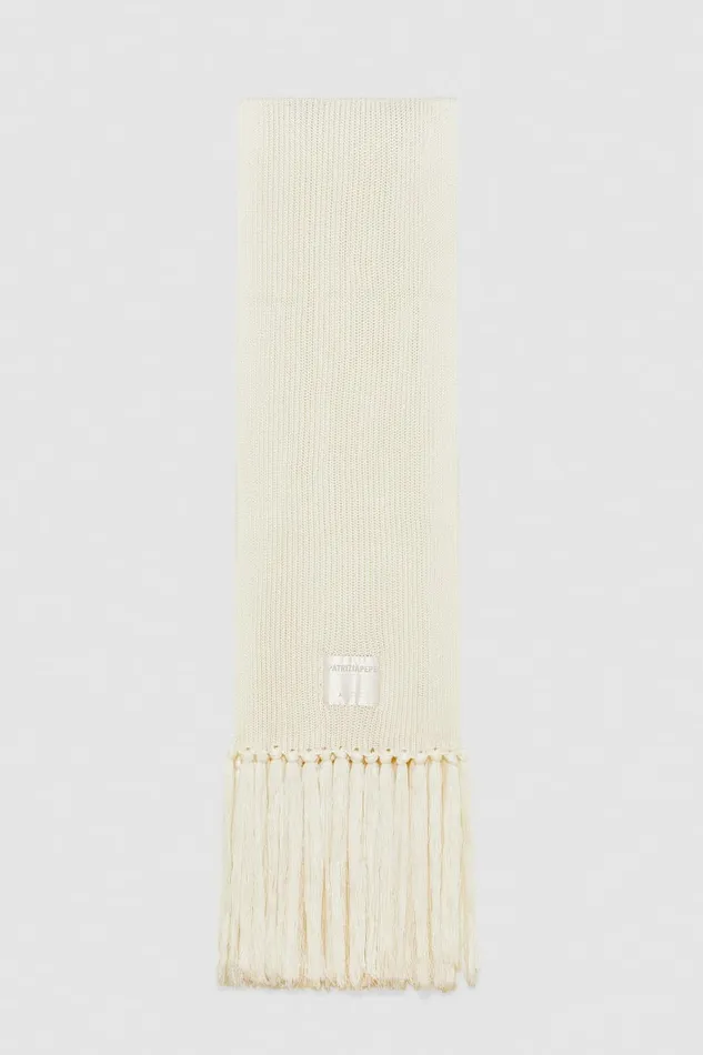 Patrizia Pepe Scarves Ribbed Scarf With Fabric Fringes White 8211 Women