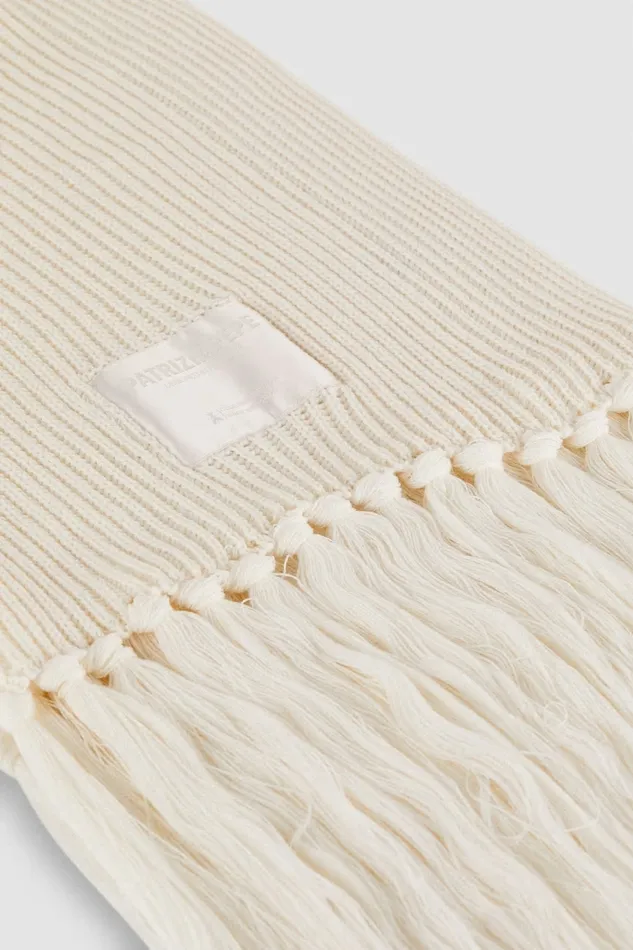 Patrizia Pepe Scarves Ribbed Scarf With Fabric Fringes White 8211 Women