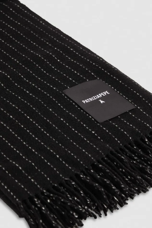 Patrizia Pepe Scarves WoolBlend Pinstripe Scarf Black 8211 Women