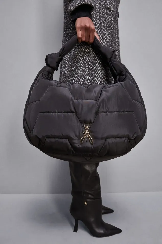 Patrizia Pepe Shoppers Nylon Shoulder Bag With Zipper Black 8211 Women
