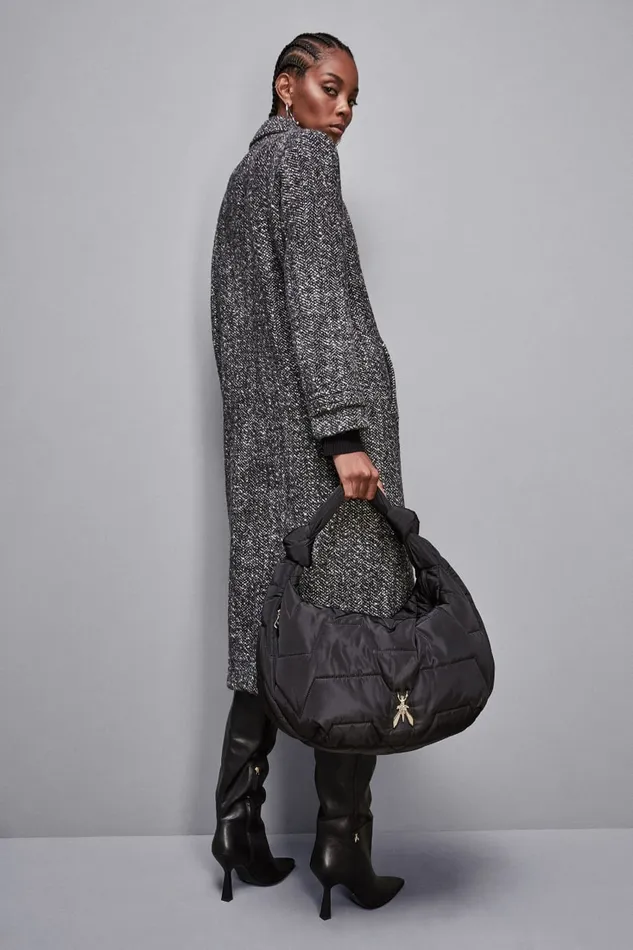 Patrizia Pepe Shoppers Nylon Shoulder Bag With Zipper Black 8211 Women