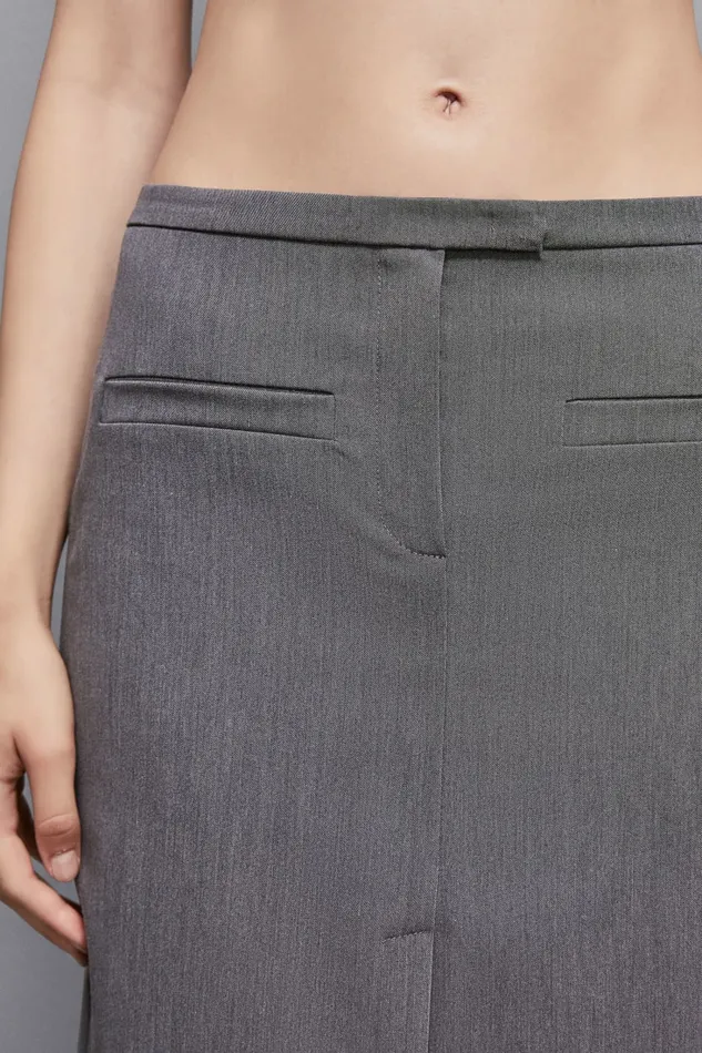 Patrizia Pepe Tailleur Essential Viscose Slit Skirt Grey 8211 Women