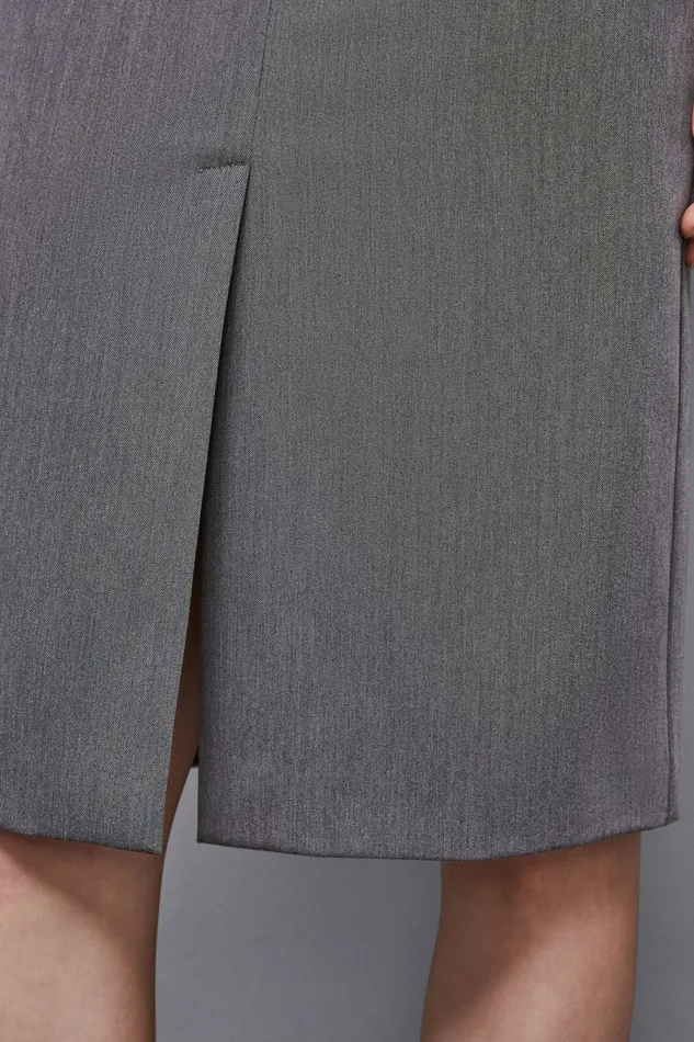 Patrizia Pepe Tailleur Essential Viscose Slit Skirt Grey 8211 Women