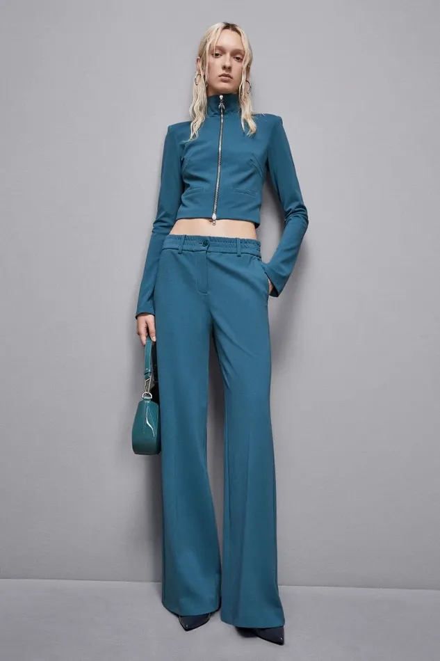 Patrizia Pepe Tailleur LowWaisted Palazzo Fit Pants Green 8211 Women