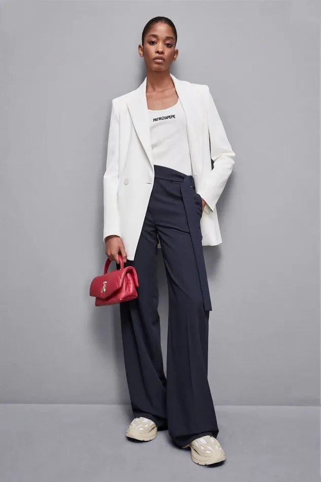 Patrizia Pepe Tailleur Regular Fit Gabardine Pants Blue 8211 Women