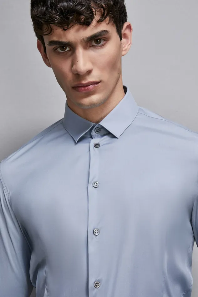 Patrizia Pepe Tops and Shirts Cotton Poplin Long Shirt Blue 8211 Men