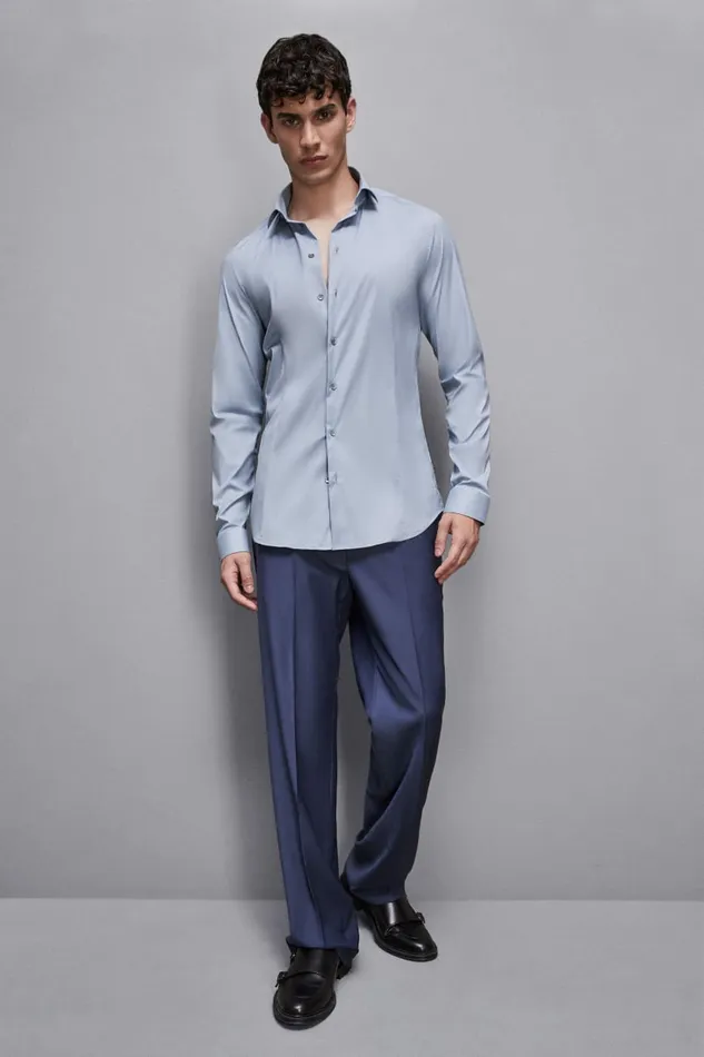Patrizia Pepe Tops and Shirts Cotton Poplin Long Shirt Blue 8211 Men