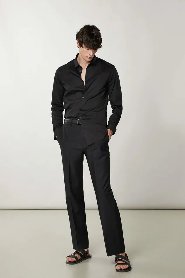Patrizia Pepe Tops and Shirts Cotton Poplin Regular Shirt Black 8211 Men