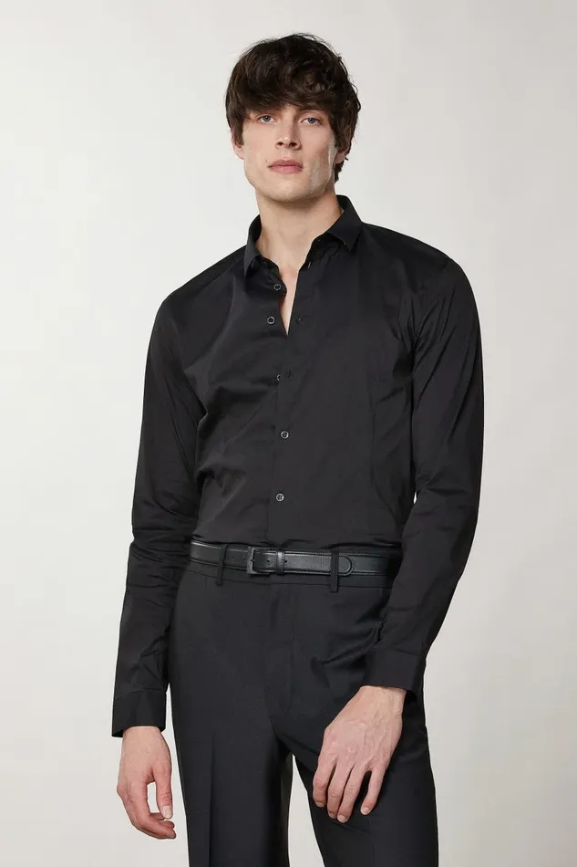 Patrizia Pepe Tops and Shirts Cotton Poplin Regular Shirt Black 8211 Men