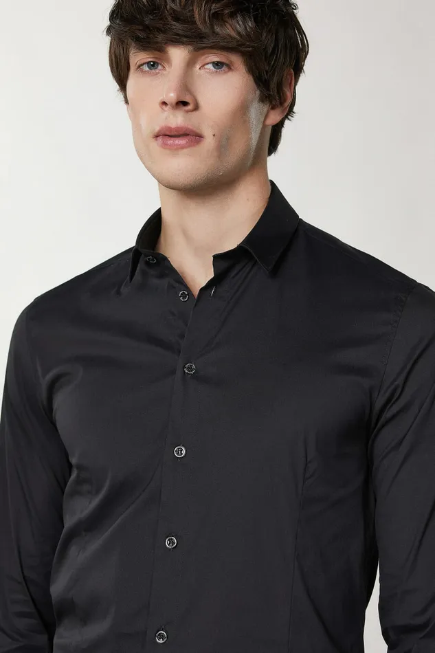 Patrizia Pepe Tops and Shirts Cotton Poplin Regular Shirt Black 8211 Men