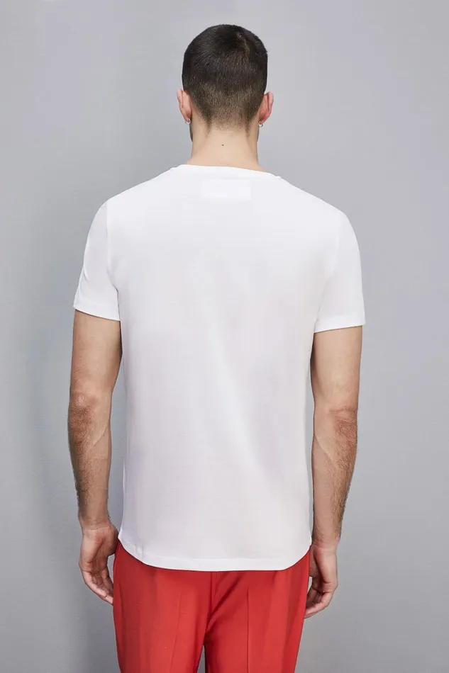 Patrizia Pepe Tops and Shirts Slim Fit TShirt In Lyocell Jersey And Cotton White 8211 Men