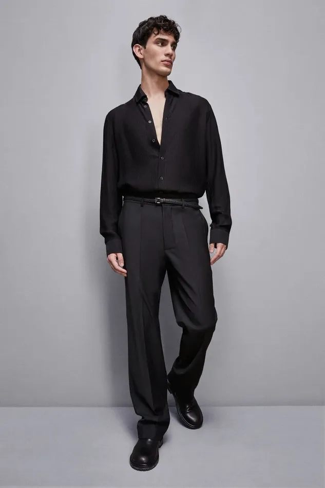 Patrizia Pepe Tops and Shirts Viscose Twill Jacquard Shirt Black 8211 Men