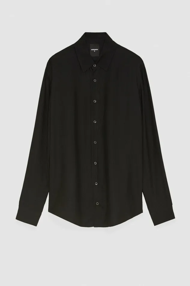 Patrizia Pepe Tops and Shirts Viscose Twill Jacquard Shirt Black 8211 Men