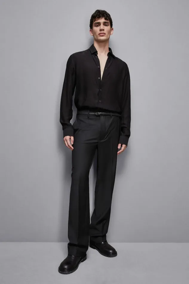 Patrizia Pepe Tops and Shirts Viscose Twill Jacquard Shirt Black 8211 Men