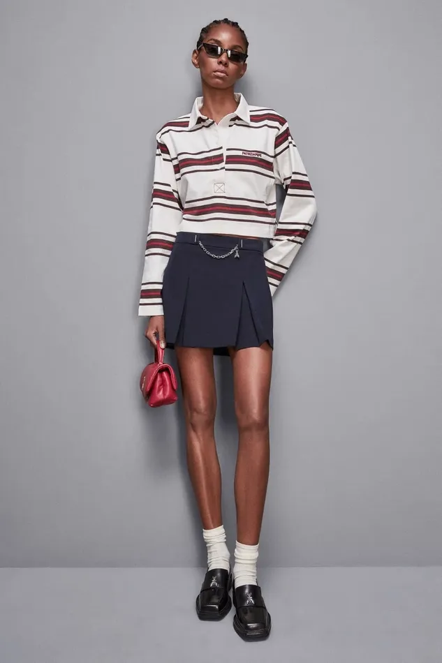 Patrizia Pepe Tops Cropped Polo Shirt With Long Sleeves Brown 8211 Women