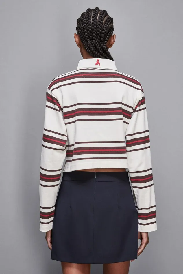 Patrizia Pepe Tops Cropped Polo Shirt With Long Sleeves Brown 8211 Women