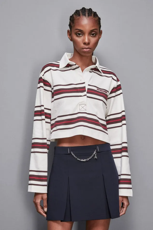 Patrizia Pepe Tops Cropped Polo Shirt With Long Sleeves Brown 8211 Women