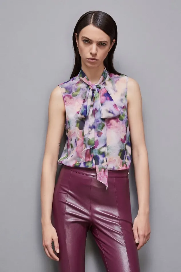Patrizia Pepe Tops Regular Top In Patterned Georgette Multicolor 8211 Women