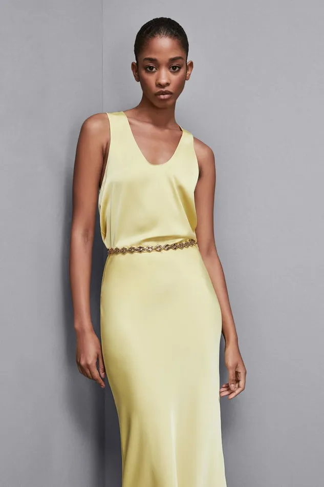 Patrizia Pepe Tops Shiny Satin Blouse Yellow 8211 Women