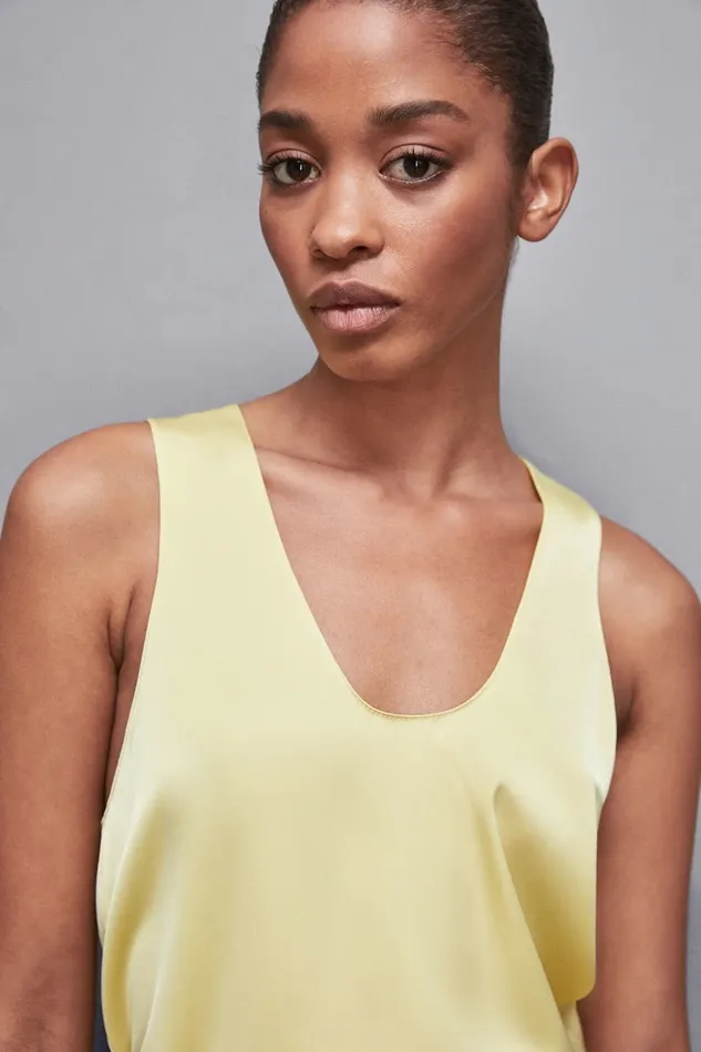 Patrizia Pepe Tops Shiny Satin Blouse Yellow 8211 Women