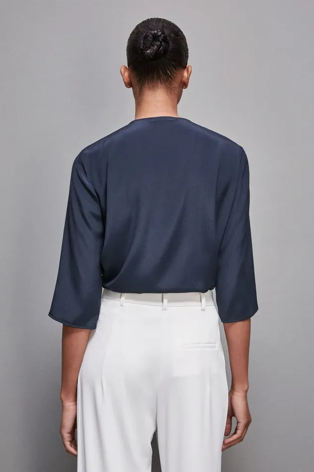 Patrizia Pepe Tops Silk Blend Regular Fit Tunic Blue 8211 Women
