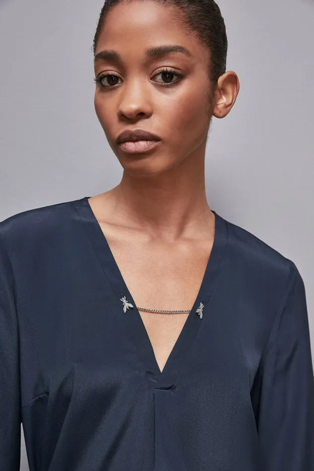 Patrizia Pepe Tops Silk Blend Regular Fit Tunic Blue 8211 Women