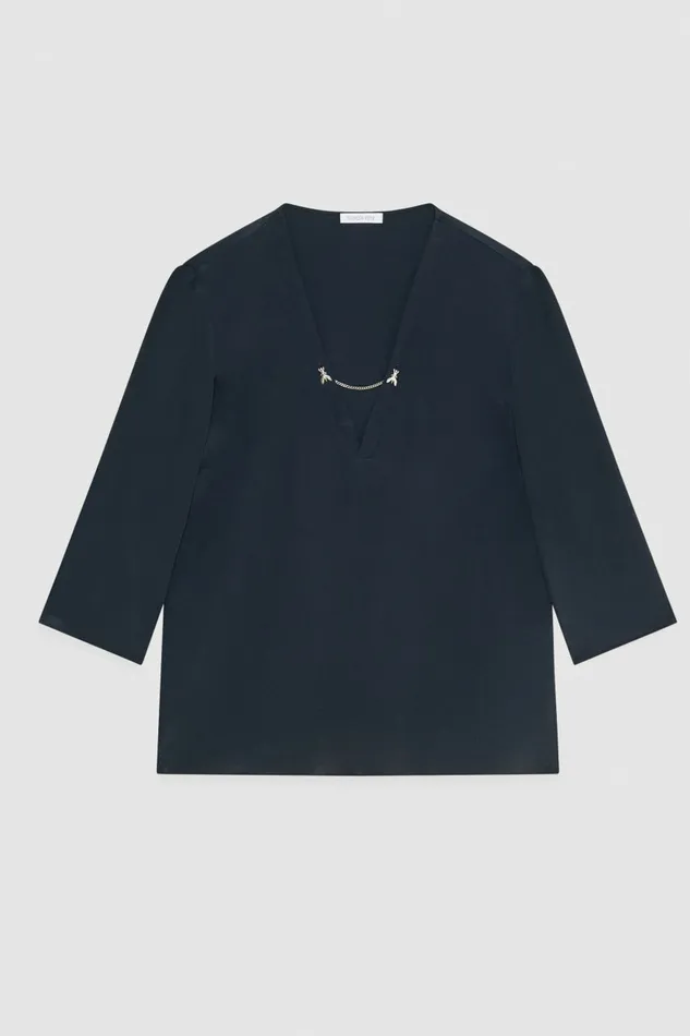 Patrizia Pepe Tops Silk Blend Regular Fit Tunic Blue 8211 Women