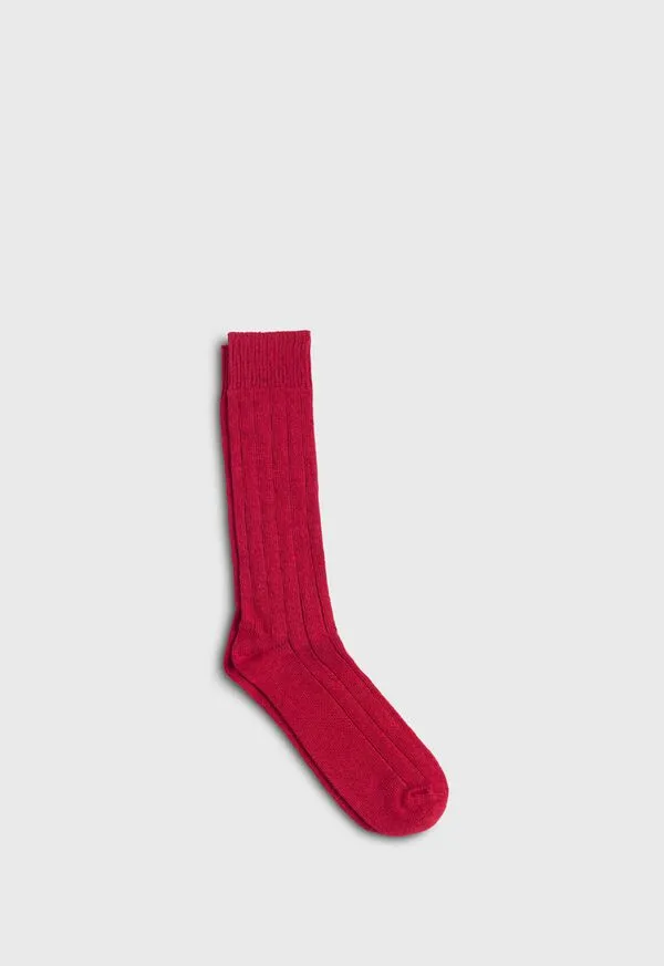 Paulstuart Socks Mens Cashmere Blend Ribbed Sock Brown Heather