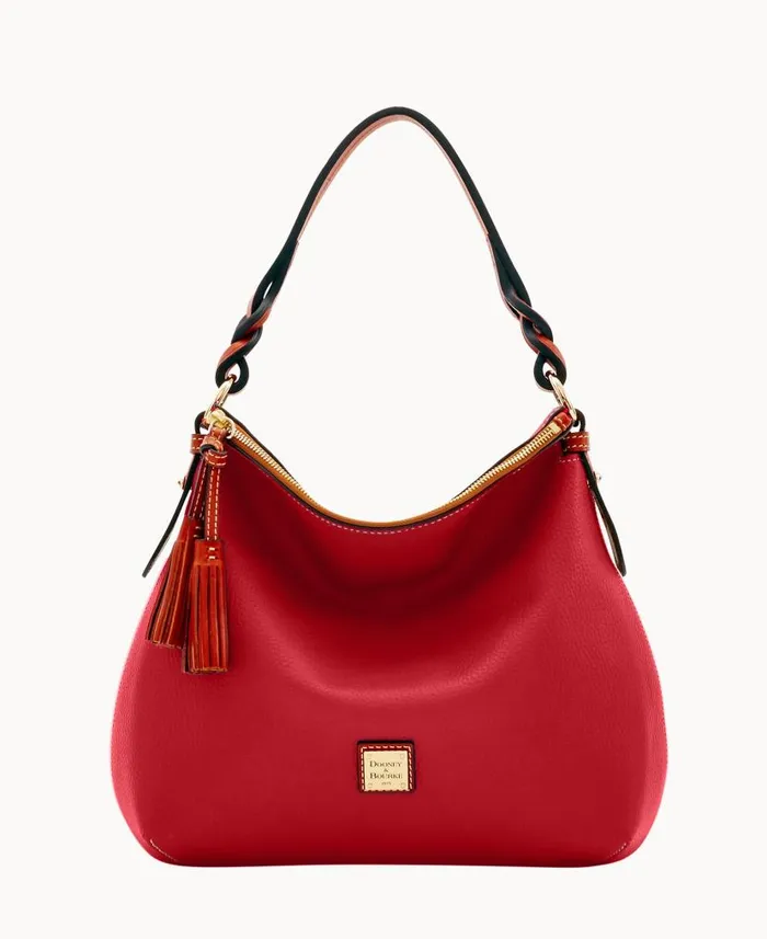 Pebble Grain Twist Strap Hobo Red Woman Dooney and Bourke Shoulder Bags