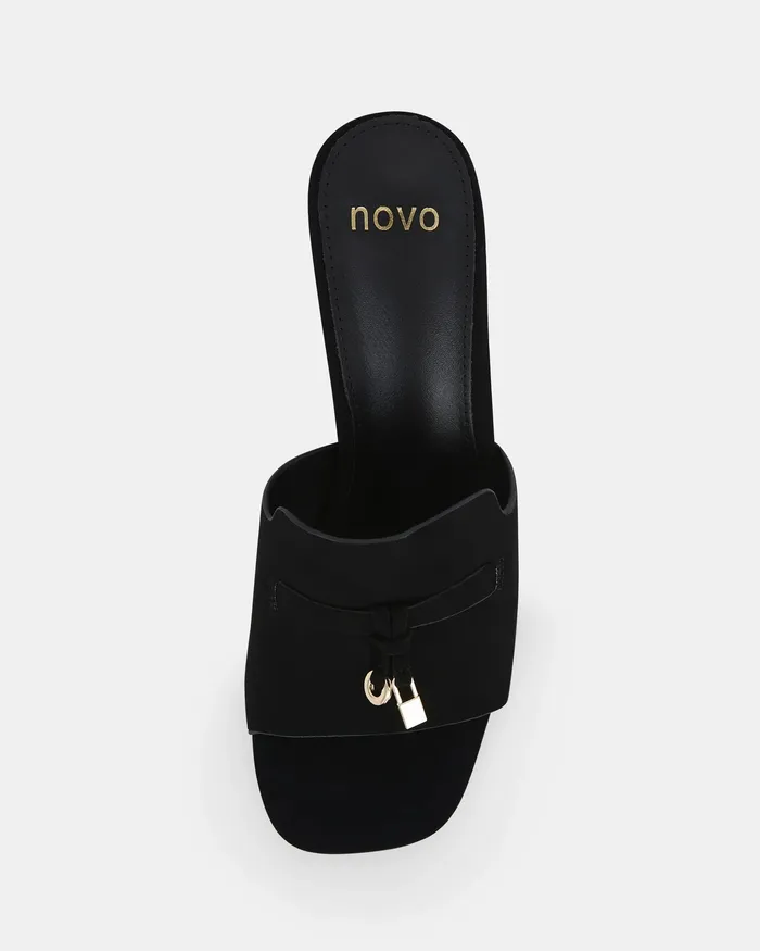 Peep Toes Women NOVO Shoes FURGIE BLACK Open Toe Heels