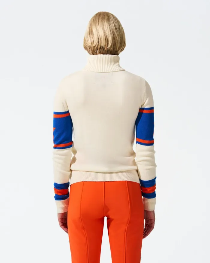 Perfect Moment Aprs Merino Wool Sweater Royal Blue and Burnt Orange Women Tops