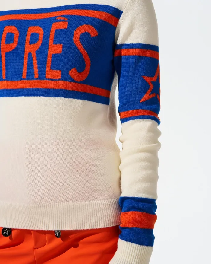 Perfect Moment Aprs Merino Wool Sweater Royal Blue and Burnt Orange Women Tops