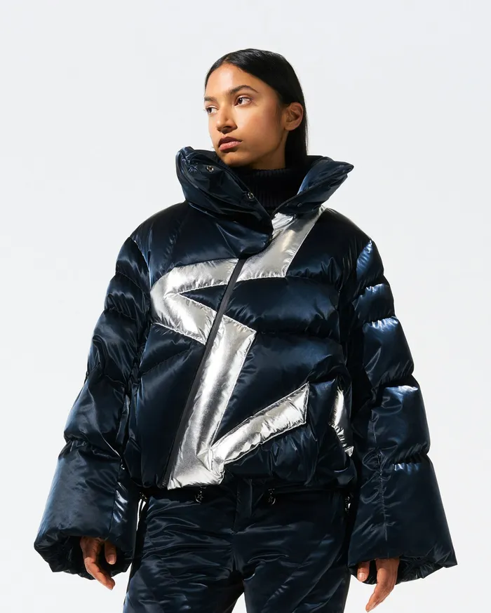 Perfect Moment Ariel Down Bomber Jacket Blue Liquid Women Jackets