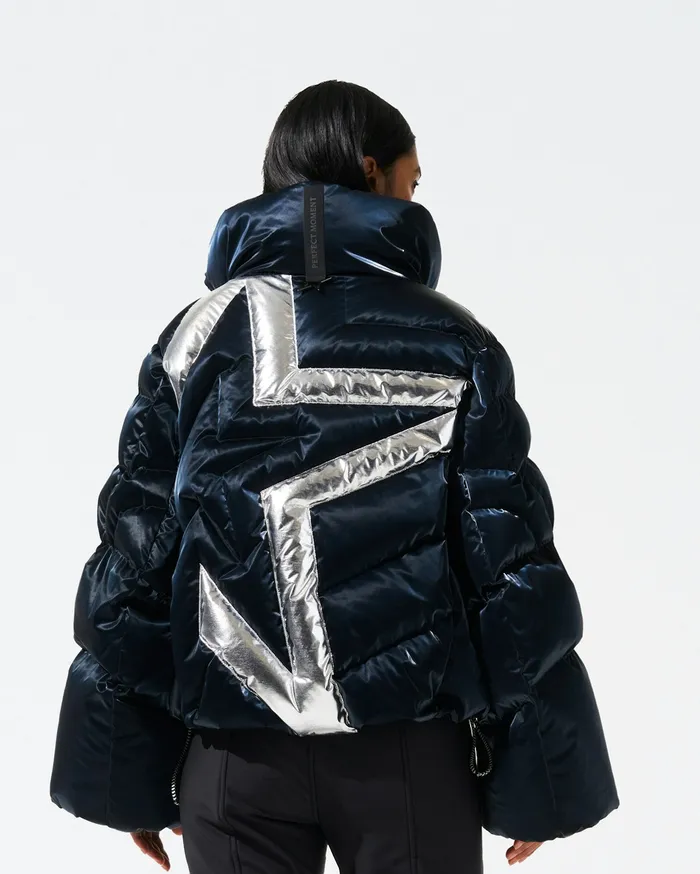 Perfect Moment Ariel Down Bomber Jacket Blue Liquid Women Jackets