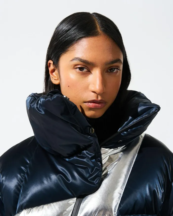 Perfect Moment Ariel Down Bomber Jacket Blue Liquid Women Jackets
