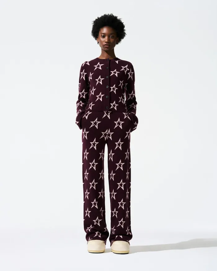 Perfect Moment Chalet Merino Wool Cardigan Burgundy Women Tops