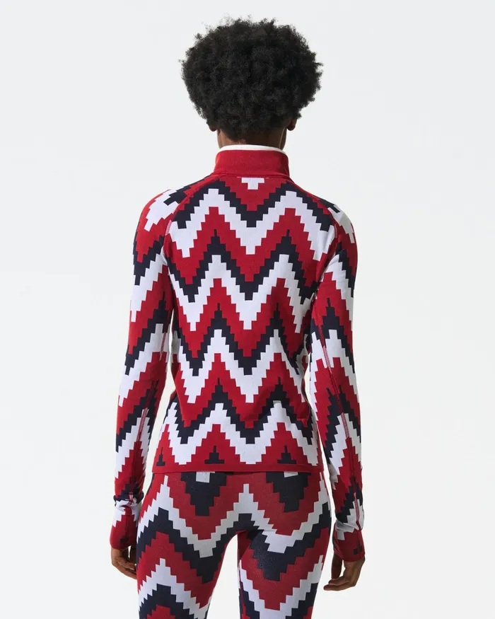 Perfect Moment Chevron 14Zip Base Layer Top Red Women Base Layers