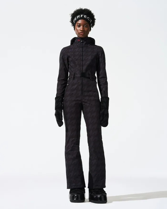 Perfect Moment Houndstooth Tignes Ski Suit Black Houndstooth Women Ski Suits